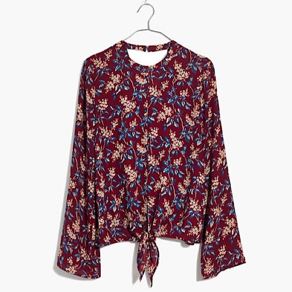 Madewell Bell Sleeve Front-Tie Top - Picture 5 of 14